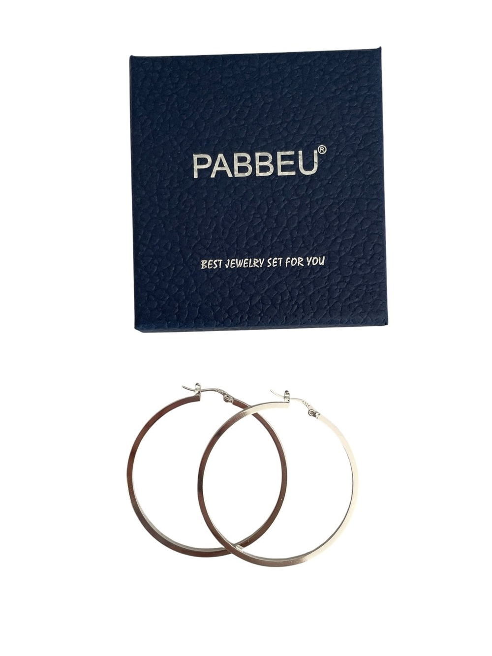 PABBEU 925 Sterling Silver Hoop Earrings 50mm - Picture 2 of 5